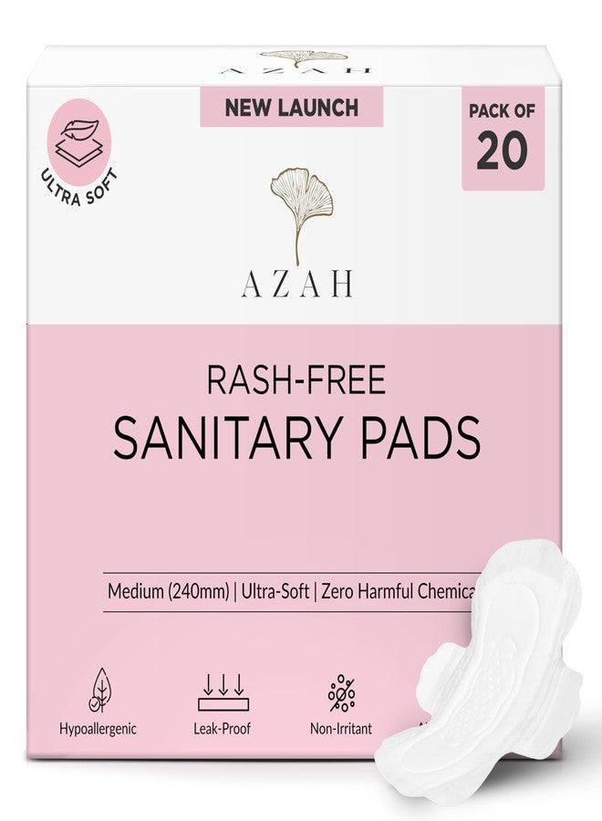 AZAH Sanitary Pads for Women [Pack of 20] | 240 MM Sanitary Napkins | 100% Rash-Free | 3x More Absorption, Cottony Soft and Dry Top Cover for heavy Flow | Toxin Free, Locks Odour, Leak-Proof - Image 1